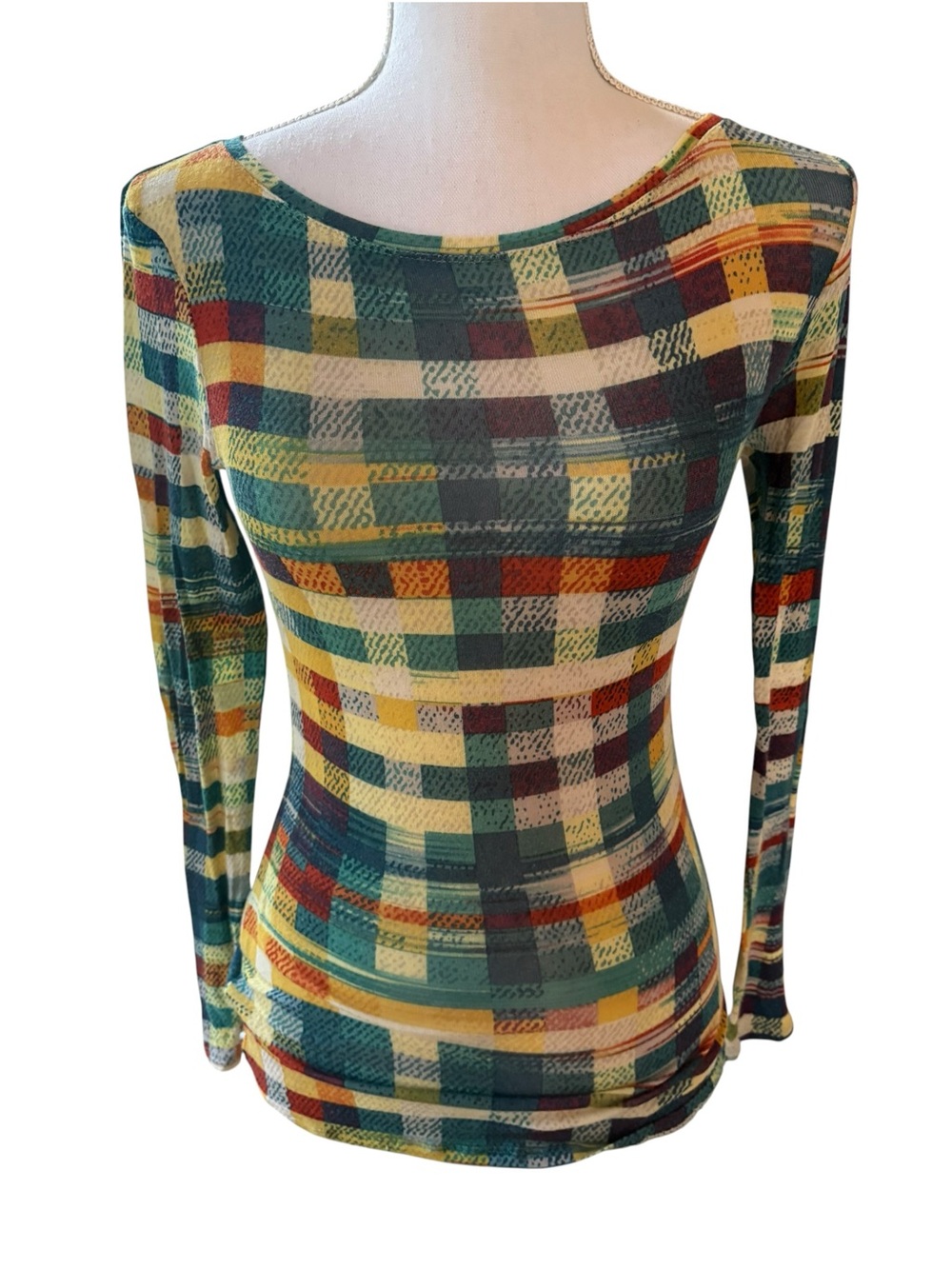 BCBGMaxazria Lightweight Patterned Scoop neck Top. Size S